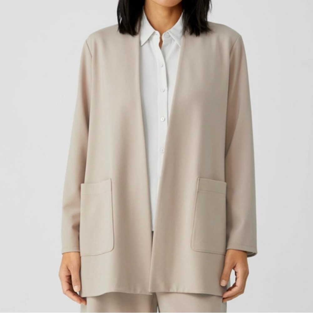 Eileen Fisher Washable Flex Ponte High Collar Jacket Cream Women's 1X - Picture 4 of 15
